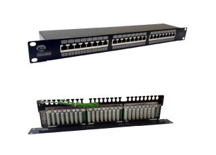 (Архив)Комм. патч-панель RiT Giga, 19", 1HU, портов: 24 х RJ45, кат. 5е, универсальная, экр., цвет: чёрный, (R3801020)