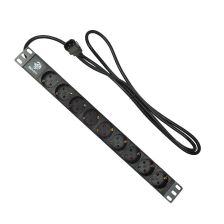 Блок распределения питания BNH, 2м, Schuko х9, 45х490х45 мм(ВхШхГ), 10А, 1ф, подкл IEC C14, чёрный