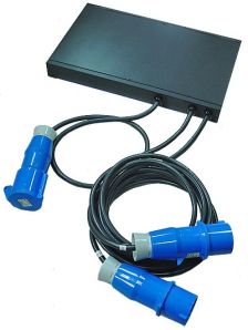 АВР Eurolan, IEC 309 2P+E х 2, вход IEC 320 C13, шнур 3 м, 44х265х432 мм (ВхШхГ), 32А, 1ф, чёрный, длина шнура 0,9 м выходного