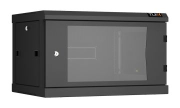 Шкаф телекоммуникационный настенный TLK Classic II, 19", 6U, 370х600х450 мм (ВхШхГ), дверь: стекло, разборный, цвет: чёрный