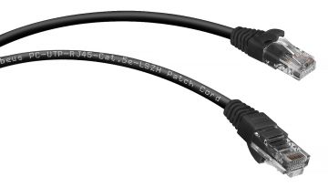 Шнур комм. Cabeus, кат. 5е, неэкр., U/UTP, RJ45/RJ45, LSZH, AWG24, 0.5м, чёрный
