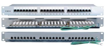 (Архив)Комм. патч-панель Hyperline, 19", 1HU, портов: 24 х RJ45, кат. 6, универсальная, экр., цвет: чёрный, (PP2-19-24-8P8C-C6-SH-110D)