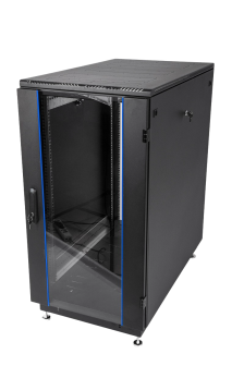 Шкаф телекоммуникационный напольный ЦМО ШТК-М, IP20, 24U, 1245х600х600 мм (ВхШхГ), дверь стекло, задняя металлическая стенка, разборный, цвет чёрный