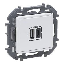Розетка информационная Legrand INSPIRIA, 2x USB, 75,8х75,8 мм (ВхШ), цвет: белый, (LEG.673760)