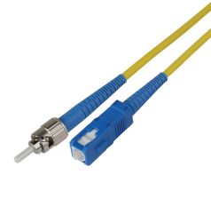 Комм. шнур оптический Hyperline, Simplex ST/SC (UPC), OS2 9/125, LSZH, 30м, Ø 2мм, синий хвостовик, цвет: жёлтый