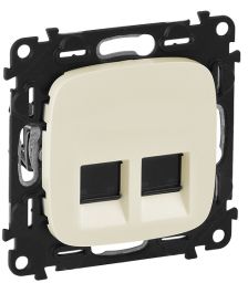 Лиц. панель розеточная Legrand Valena Allure, 2х RJ45, 58х51 мм (ВхШ), плоская, для розетки RJ45, цвет: слоновая кость (LEG.755426)
