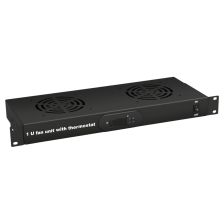 Вентиляторный модуль Cabeus, 19", 220V, 1U, 45х480х170 мм (ВхШхГ), вентиляторов: 2, поток: 300 м3/ч, для шкафов, цвет: чёрный