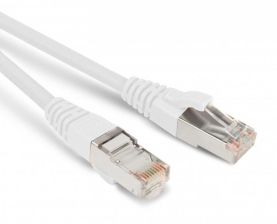 Шнур комм. Hyperline, кат. 6, экр., SF/UTP, RJ45/RJ45, LSZH, AWG26 0.5м, белый