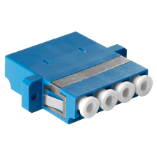 Проходной адаптер оптический BNH, LC/LC (SM), Quadro, с фланцем, синий, белый колпачок