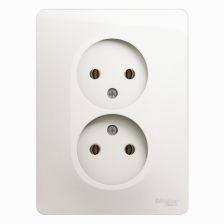 (Архив)Розетка в сборе Schneider Electric Glossa, 2к, 16А, для настенного монтажа, цвет: перламутр, двойная
