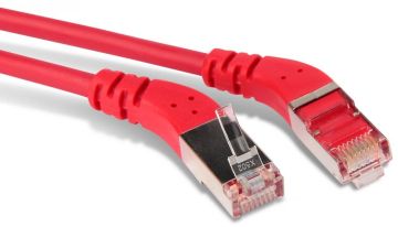 Шнур комм. угловой Hyperline, кат. 5е, экр., F/UTP, RJ45/RJ45, LSZH, AWG26 5м, красный, левый/правый 45°