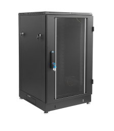 Шкаф телекоммуникационный напольный ЦМО ШТК-М, IP20, 18U, 960х600х600 мм (ВхШхГ), дверь: стекло, боковая панель: сплошная съемная, цвет: чёрный