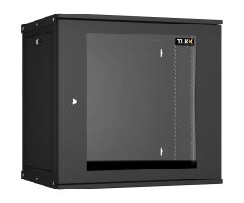 Шкаф телекоммуникационный настенный TLK Lite, 19", 12U, 569х600х450 мм (ВхШхГ), дверь: стекло, разборный, цвет: чёрный