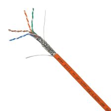 Кабель витая пара BNH, LSZH (нг(A)-HF), SF/UTP, кат. 5е, проводник Ø 0,51мм, 305м, бухта, тип прокладки: внутри зданий, цвет: оранжевый