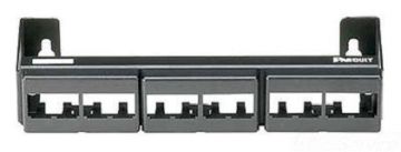 Комм. патч-панель наборная Panduit Mini-Com, 19", 1HU, портов: 12 х Mini-Com, кат. 6, цвет: чёрный, с кронштейном, (CWPP12WBL)