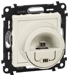 (Архив)Зарядная станция Legrand Valena Life, 1x USB (Type A-B), экр., внешняя, 51х58 мм (ВхШ), цвет: слоновая кость, (LEG.753012)