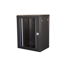 Шкаф телекоммуникационный настенный Datarex, 19", 15U, 769х600х450 мм (ВхШхГ), дверь: стекло, разборный, цвет: чёрный