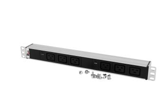 Блок розеток (PDU) Basic Rem Rem-32, IEC C19 х6, 45х484х45 мм(ВхШхГ), 32А, 1ф, подкл колодка, индикатор, алюминий