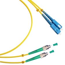Комм. шнур оптический Cabeus Tight Buffer, Duplex FC/SC (APC/UPC), OS2 9/125, LSZH, 20м, Ø 3мм, синий хвостовик, цвет: жёлтый