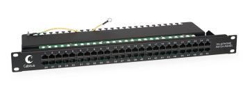 Комм. патч-панель телефонная Cabeus, 19", 1HU, 50хRJ45, цвет: чёрный