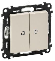Выключатель Legrand Valena Life, двухклавишный, с подсветкой, 10АX, внутренняя, 71х71 мм (ВхШ), цвет: слоновая кость, с безвинтовыми зажимами, лампами