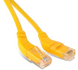 (Архив)Шнур комм. угловой Hyperline, кат. 6, неэкр., U/UTP, RJ45/RJ45, LSZH, AWG24 2м, жёлтый, левый/правый 45°