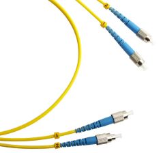 Комм. шнур оптический Cabeus Tight Buffer, Duplex FC/FC, OS2 9/125, LSZH, 20м, Ø 3мм, синий хвостовик, цвет: жёлтый