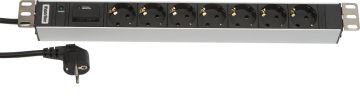 БРП (PDU) Basic Hyperline, Schuko х 7, вход Schuko, шнур 2,5 м, 44мм, 1ф 16А, индикатор, фильтр защиты