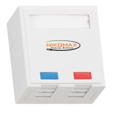 Розетка информационная Nikomax, 2x RJ45/8P8C, кат. 6, экр., 70х66 мм (ВхШ), упаковка: 1 шт, цвет: белый, (NMC-WO2SE2-FT-ST-WT)
