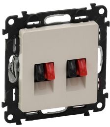 Розетка акустическая Legrand Valena Life, 2x 4 мм2 клеммы, экр., внешняя, 51х58 мм (ВхШ), цвет: слоновая кость, (LEG.753578)