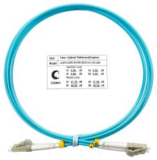 Комм. шнур оптический Cabeus Tight Buffer, Duplex LC/LC, OM3 50/125, LSZH, 1,5м, Ø 3мм, серый хвостовик, цвет: аква