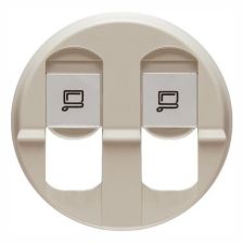 Лиц. панель розеточная Legrand Celiane, RJ45 х 2, 145х95 мм (ВхШ), круглая, FTP cat. 6, цвет: слоновая кость (LEG.066236)