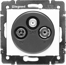 Розетка в сборе Legrand Valena, 3x TV/R/SAT, кат. 5е, экр., внутренняя, 51х58 мм (ВхШ), цвет: белый, (LEG.770410)