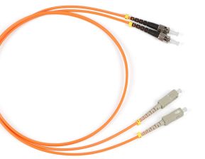 Комм. шнур оптический Hyperline, Duplex ST/SC, OM2 50/125, LSZH, 3м, Ø 2мм, серый хвостовик, цвет: оранжевый