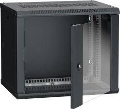 Шкаф навесной ITK LINEA W, 19", 9U, 500х600х450 мм (ВхШхГ), дверь: стекло, разборный, цвет: чёрный