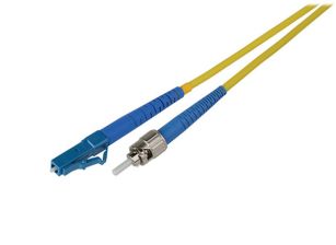 Комм. шнур оптический Hyperline, Simplex LC/ST (UPC), OS2 9/125, LSZH, 2м, Ø 2мм, синий хвостовик, цвет: жёлтый