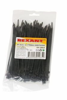(Архив)Стяжка кабельная Rexant, неоткрывающаяся, 3,6 мм Ш, 150 мм Д, 10х100 шт, материал: нейлон, цвет: чёрный
