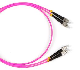 Комм. шнур оптический Hyperline, Duplex FC/FC, OM4 50/125, LSZH, 10м, Ø 2мм, чёрный хвостовик, цвет: маджента