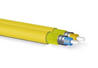 Кабель ВО Hyperline Zip-cord, 2хОВ, OS2 9/125, LSZH, Ø 3мм, внутренний, бронированный, 0,16 кН, жёлтый