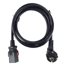 Силовой шнур BNH, Schuko, вилка IEC 320 C19, 3 м, 16А, с фиксатором обеих сторон, цвет: чёрный