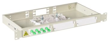 (Архив)Комм. панель ВО Связьстройдеталь ШКОС-Л, 1HU,  FC/D/APC, FC/APC , невыдвижная, прямая, цвет: светло-серый, 2 кабельных ввода