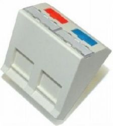 Лиц. панель розеточная AMP, 2х универсальный, 45х45 мм (ВхШ), скошенная, amp-twist, шторки, цвет: белый (0-1711797-1)