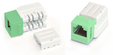 Модуль универсальный Hyperline, keystone, 1хRJ45, Toolless, кат. 5е, неэкр., 1 шт, цвет: зелёный