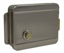 Электромеханический замок AccordTec, накладной, личинка и 5 ключей, AT-EL101AWN, кнопка выхода, цвет: никель/серый, (AT-01349)