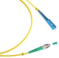 Комм. шнур оптический Cabeus Tight Buffer, Simplex FC/SC (APC/UPC), OS2 9/125, LSZH, 25м, Ø 3мм, синий хвостовик, цвет: жёлтый