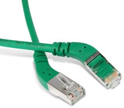 (Архив)Шнур комм. угловой Hyperline, кат. 6, экр., F/UTP, RJ45/RJ45, LSZH, AWG26 1м, зелёный, левый/левый 45°