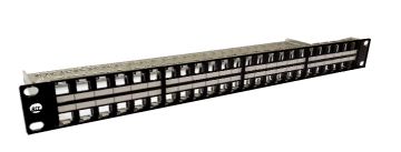 (Архив)Комм. патч-панель наборная RiT, 19", 1HU, портов: 48 х keystone, кат. 6A, универсальная, экр., цвет: чёрный, (R2801611)