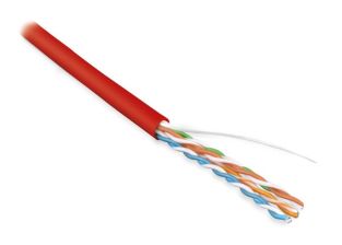 Кабель витая пара Hyperline, LSZH (нг(A)-HF), U/UTP, кат. 5е, проводник Ø 0,51мм, 305м, бухта, тип прокладки: внутри зданий, цвет: красный