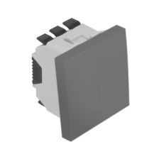 Выключатель Efapel QUADRO 45, двухклавишный, без подсветки, 10А, 45х45 мм (ВхШ), цвет: алюминий, 2 модуля (45061 SAL)