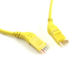 Шнур комм. угловой Hyperline, кат. 6, неэкр., U/UTP, RJ45/RJ45, LSZH, AWG24, 1м, жёлтый, правый/правый 45°
